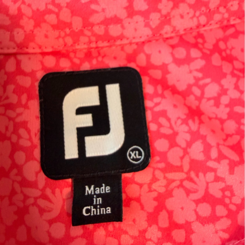 FootJoy Men's Painted Floral Lisle Self Collar Golf Polo ProDry Performance  XL - Picture 4 of 9